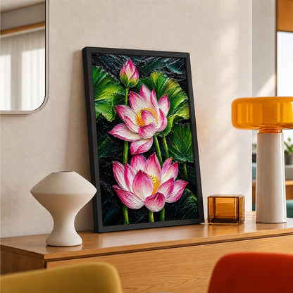 Pink Lotus Framed Wall Art, Black, 10x13 Inches