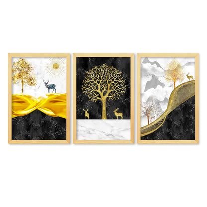 Framed Art Painting For Home, Living Room, Hall | Traditional Paintings With Frame For Home Decor (Deer D4)