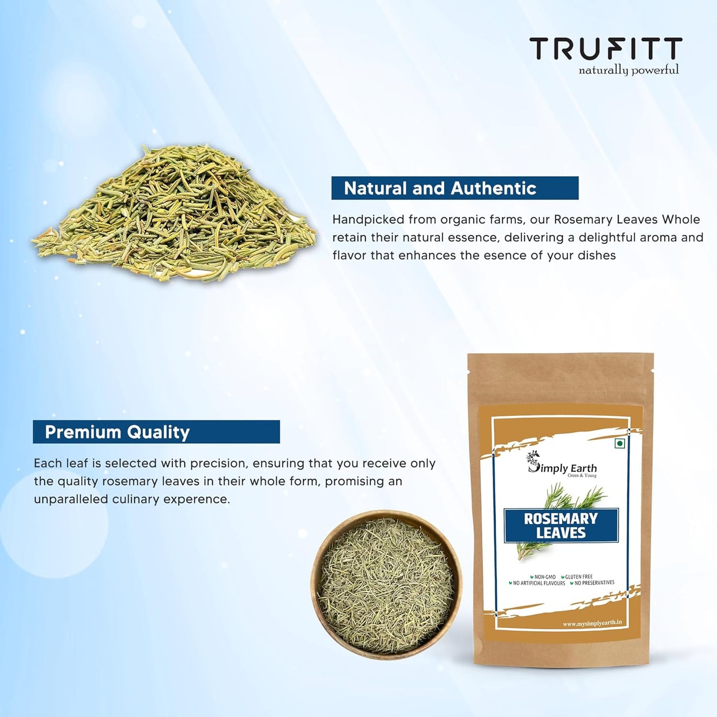 Simply Earth Rosemary Dried Leaves For Hair Growth | Top Grade Leaves Rosemary Herb Tea | Organic | Natural Foods - 100 GM