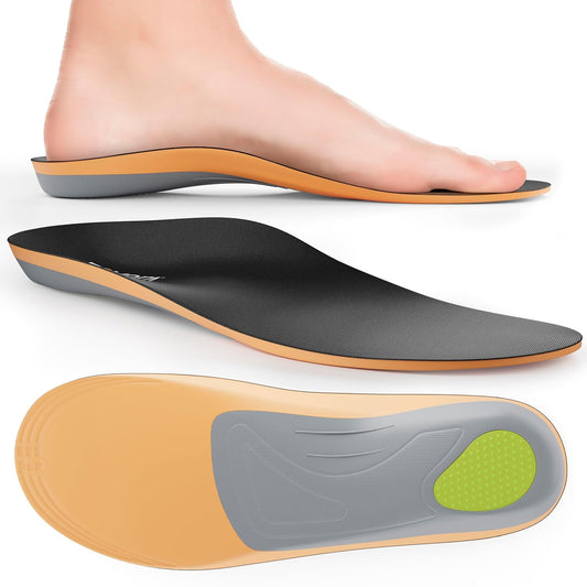 FOVERA Rigid Arch Support Insole for Flat Feet - Orthotic Shoe Inserts for Plantar Fasciitis, Heel Spurs, High Arch, Foot Pain & Enhanced Stability, Trimmable Shoe Soles (L, Men's 8-9.5 UK)