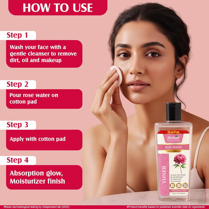 Multani Naturals Rose Water Face Toner 270 ml | For Oily, Acne Prone, Dry Skin | Pore Tightening & Glowing Skin | Fades Blemishes, Brightens & Smoothens | For Women & Men