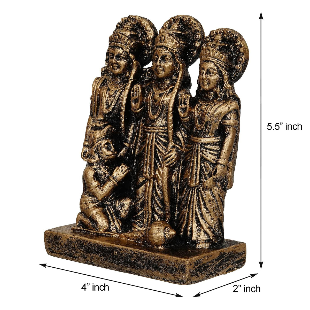 Premium Polyresin Ram Darbar Idol Statue Murti Showpiece for Home Temple and Office Temple (5.5 x 4 x 2 Inches, Medium Gold)
