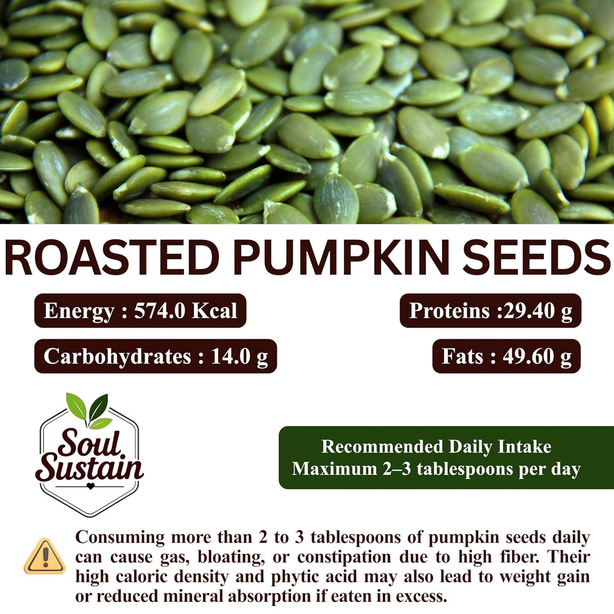 Roasted Pumpkin Seeds – Plant Protein & Fiber Rich Snack, Heart & Bone Support, Healthy Fats, Magnesium & Antioxidants, Salad & Smoothie Toppers, Baking & On-the-Go Nutritious Seeds