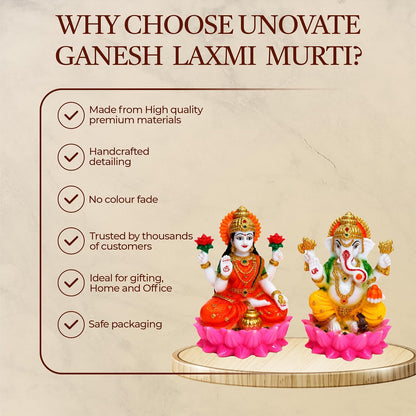 Laxmi Ganesh Idol Pair | Pooja | Diwali Gift | Home Temple | 4 Inch