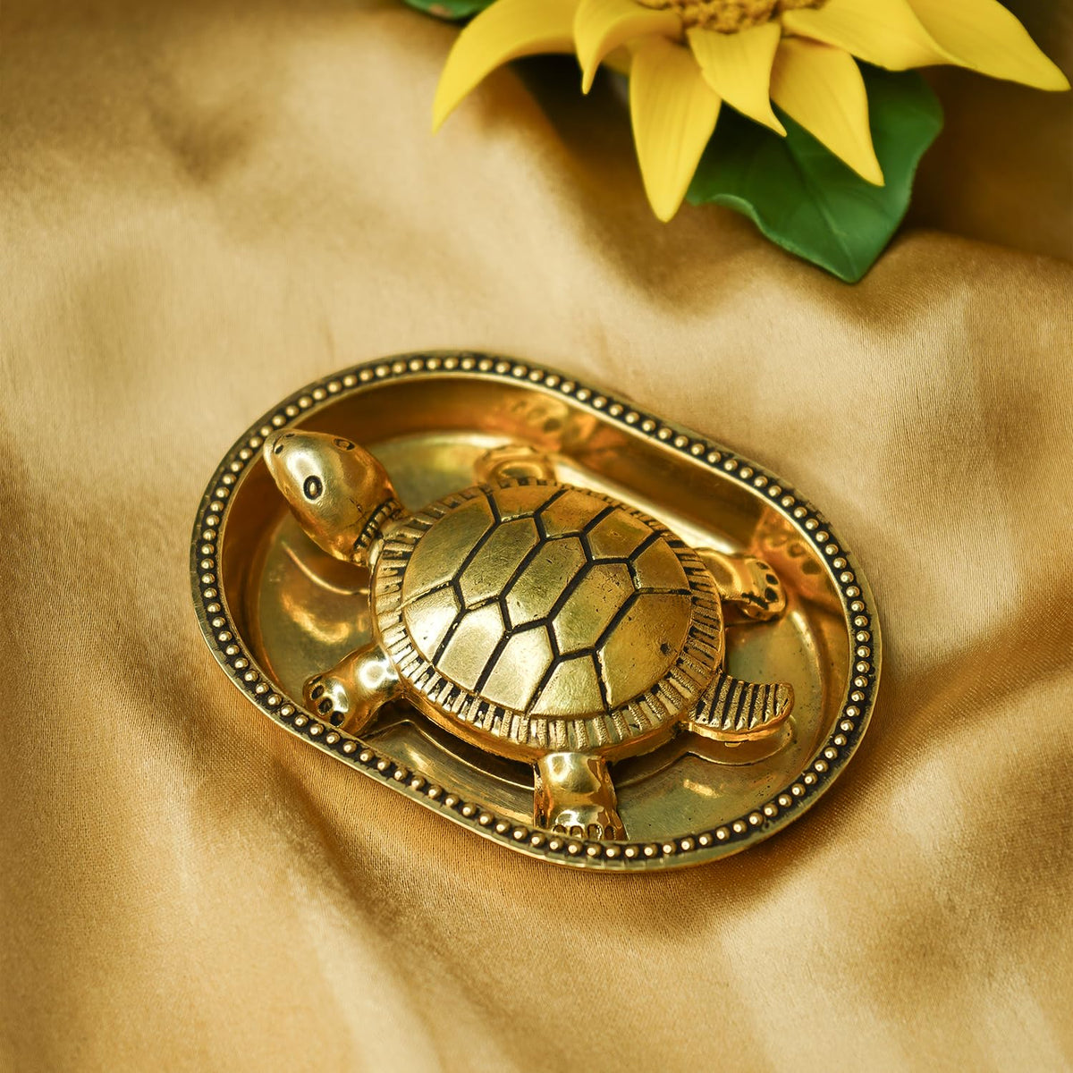 100% Pure Brass Tortoise Vastu with Brass Plate | Tortoise for Good Luck for Home | Fengshui Turtle with Secret Wish & for Wealth | Kachuwa for Vastu | Good Luck Items for Office Desk & Gifts