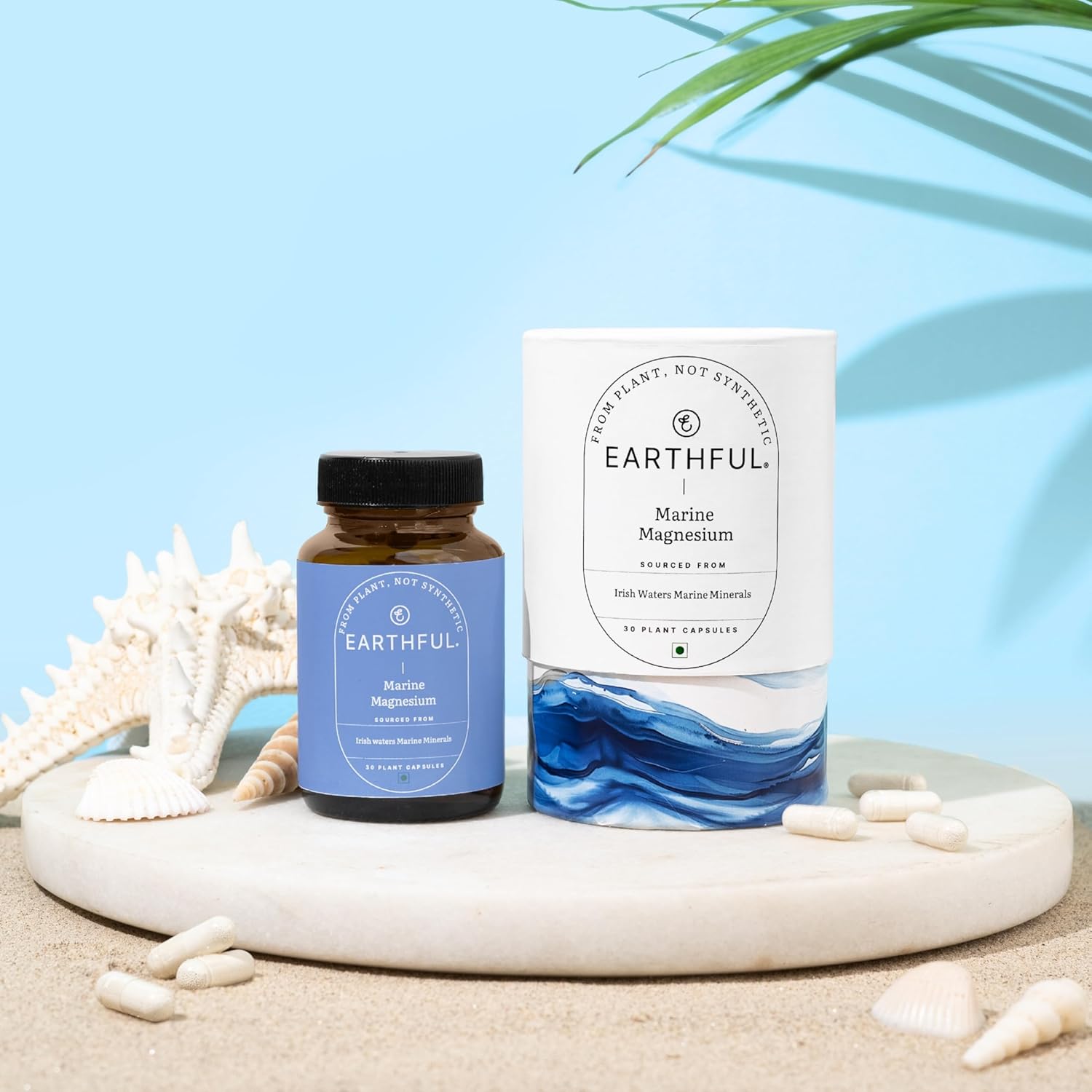 Zephivo Earthful Marine Magnesium | Sourced from Ireland Sea Waters | For Restful Sleep, Stress Relief, Muscle Relaxation | 30 Capsules (30 Days Pack)