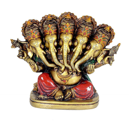 Panchmukhi Ganesha Idol, 5 Face Ganpati Murti Statue for Home Decor, Pooja Room, Home Temple, Living Room, Office & Festive Decoration