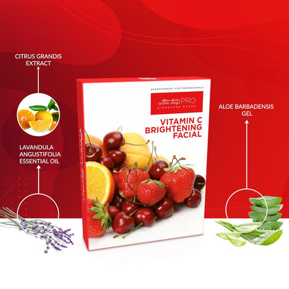 Aroma Magic 6 step Vitamin C Skin Brightening Facial Kit | Exfoliates, Reduce sunburn, Brightens skin | Lemon Essential Oil +Almond Oil +White Ginseng |All Skin | Small |Pack of 1 (50g + 9ml)