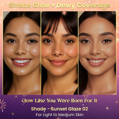 FACES CANADA Strobe CC Tint Mini - Sunset Glaze 02, 18ml | 5-in-1 Serum + Moisturizer + Primer + BB/CC Cream + Strobe Cream | Lightweight | Radiant Dewy Glass Skin Glow | Niacinamide & Hyaluronic Acid | For Light to Medium Skin