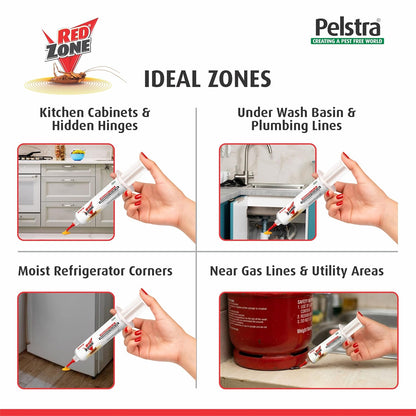 REDZONE Anti Roach Gel Cockroach Killer - Strong & Most Effective Long-Lasting Cockroach Gel for Home, Kitchen & Office, Eco-Friendly, Easy to Use, Fragrance Free, (35g, Pack of 1)