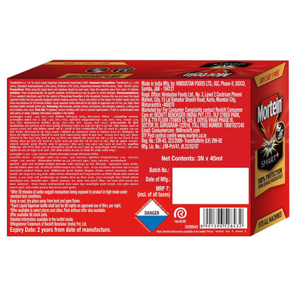 Mortein 45ml x 3 Refills With The Pleasant Fragrance of Mandarin & Neroli Liquid| Fits All Machines | Smartplus Mosquito Killer | 100% Protection from Mosquitoes | Insect & Mosquito Repellent