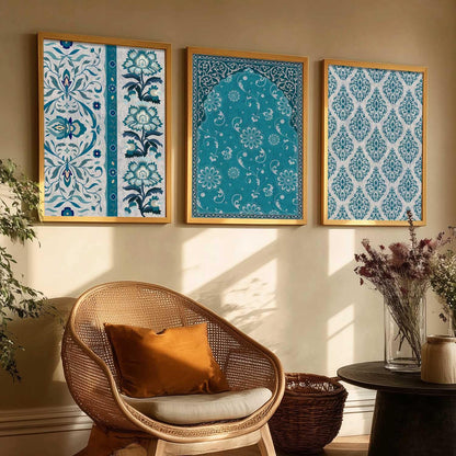 Indian Traditional Madhubani Wall Painting With Frame For Living Room Bed Room Hotel Wall Decor Pichwai Art Digital Reprint engineered wood Set of 3 (13x17 inch)