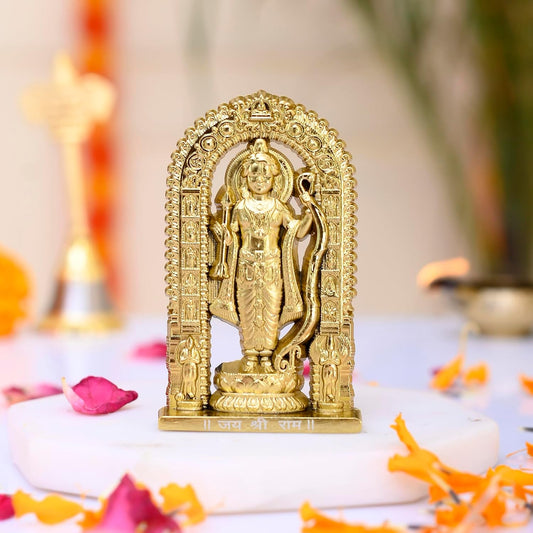 Lord Ram Zinc Idol | Ram Darbar Murti for Car Dashboard & Home Temple | Shri Ram Statue for Pooja Room & Gift Purpose (Gold Finish Height - 2.7 Inch)