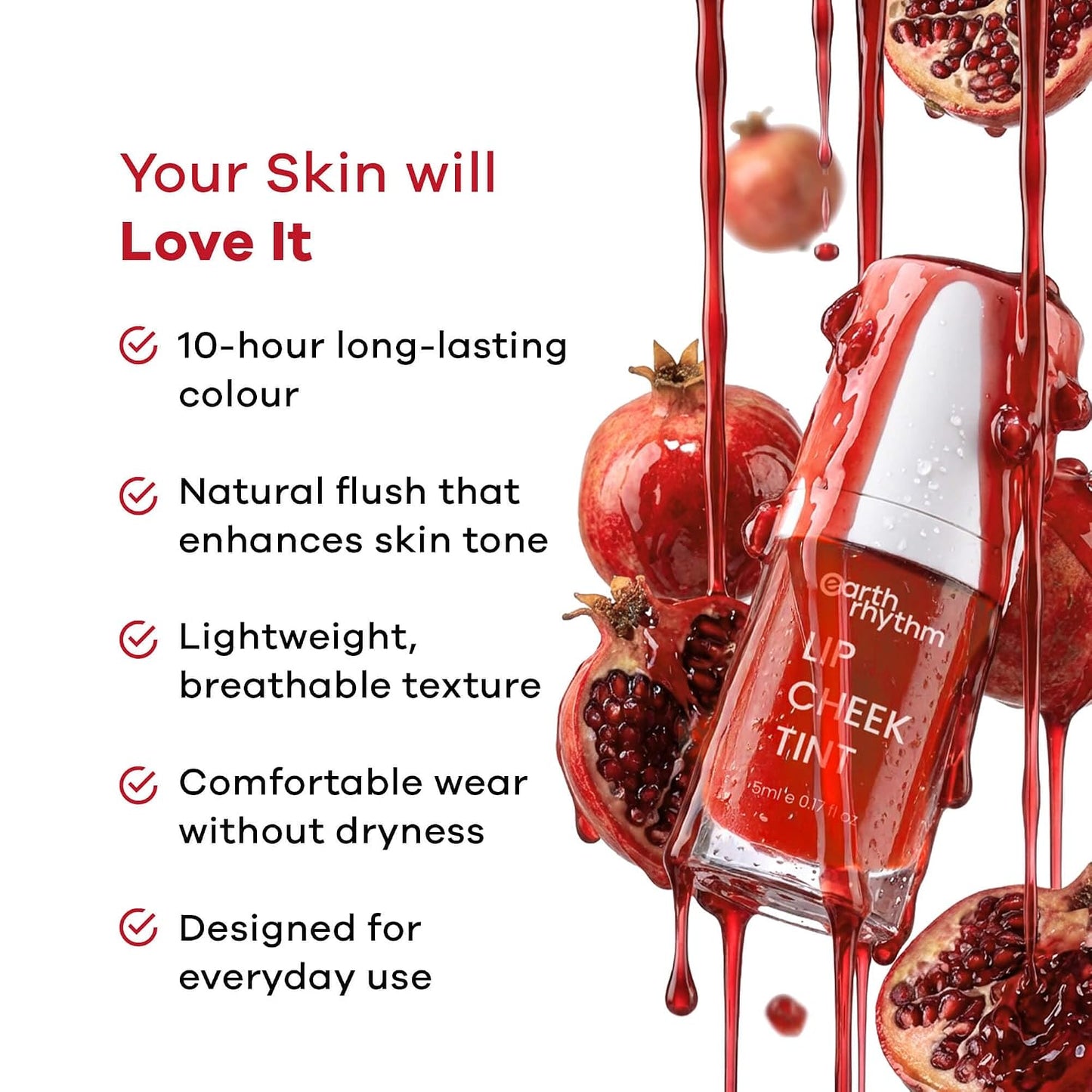 Earth Rhythm Lip & Cheek Tint – 10 Hour Wear, 100% Plant-Based Pigments, No Silicones, No Mineral Oil - Cherry