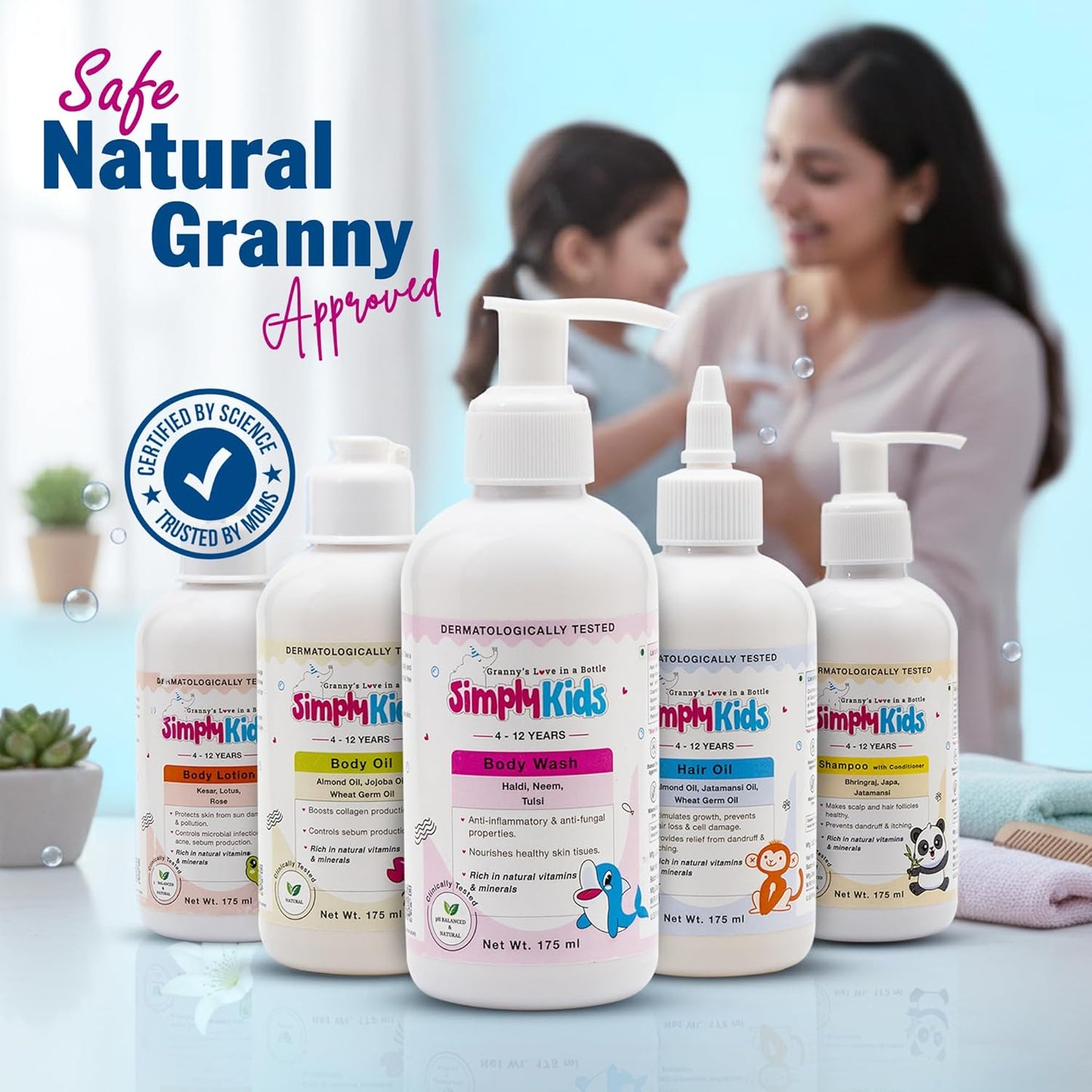 Simply Kids Hair Oil 175ml | For Ages 4-12 | Almond, Wheat Germ & Jatamansi | Nourishes Hair & Scalp | SLS & Paraben Free | Dermatologically Tested | For Sensitive Skin