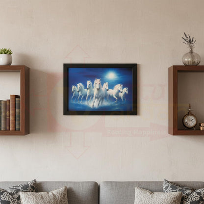 Sea Horse Scenery Painting with Frame | Natural Paintings for Living Room | Size 33 x 23 cm | Wall Scenery for Bedroom, Office, Home Decor |