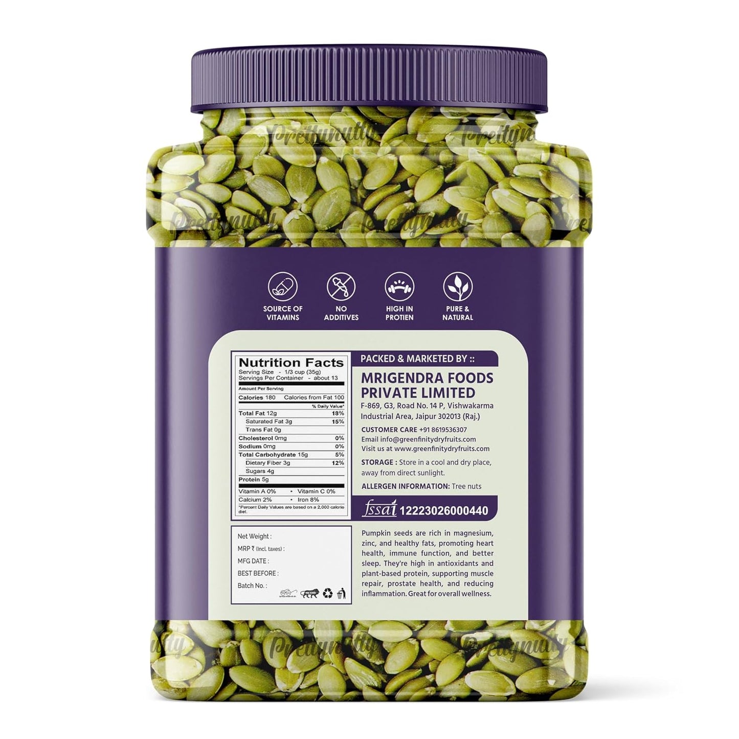 PrettyNutty Raw Pumpkin Seeds – Premium Grade, High Protein, Keto & Vegan Friendly, Gluten-Free, Natural Pepitas for Snacking, Baking & Cooking