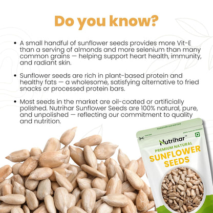 Nutrihar Raw Sunflower Seeds 100g | Double-Cleaned | Protein & Vitamin-E Rich, Sunflower Seeds for Eating | Surajmukhi ke Beej