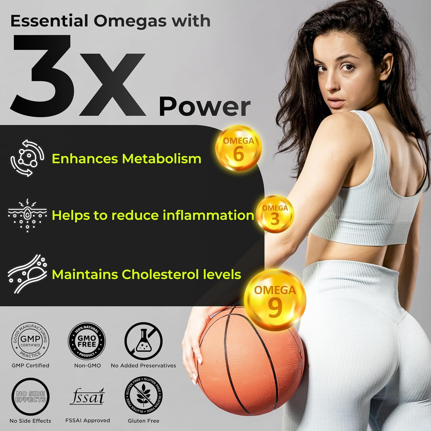 Zephivo Health Veda Organics Vegan Omega 3-6-9 Flaxseed Oil (1000mg) for Healthy Bones, Hair & Skin| 60 Veg Soft Gel Capsules for Both Women & Men