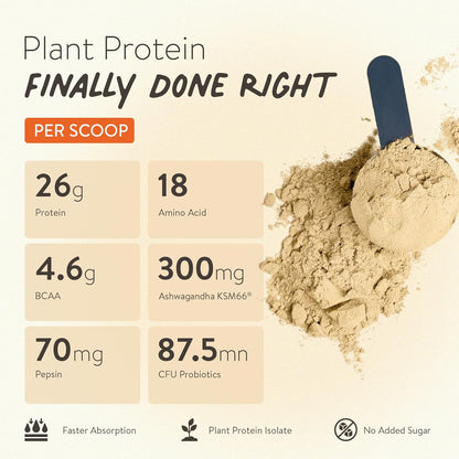 Happy Cultures 26g Tastiest Plant Protein| Kesar Badam Pista | Pea & Brown Rice Protein Isolate| No Added Sugar| Vegan| 20 Complete Amino Acids| Monk Fruit Extract| Women & Men| No Bloating, Easy to Digest| Dairy Free with Probiotics- 505g, Kesar Pista