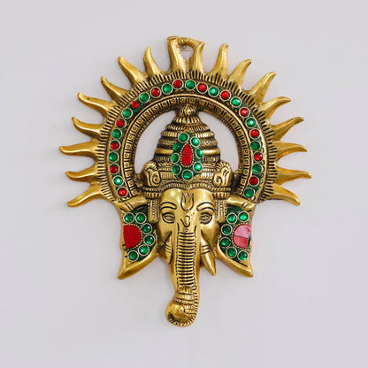 Metal Ganesha ji Statue,Ganpati Wall Hanging Sculpture Lord Ganesh Idol Lucky Feng Shui Wall Decor Your Home, Office,Religious Gift Article