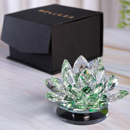 Crystal Lotus Flower Glass Showpiece, Decor -8.5 x 5.5 CM
