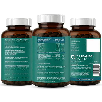 Carbamide Forte Magnesium Glycinate 2000mg Supplement | Magnesium Supplement with Vitamin D3 & B12 | High Absorption Tablets for Muscle Recovery, Sleep, Bone & Nerve Health | 90 Veg Tablets
