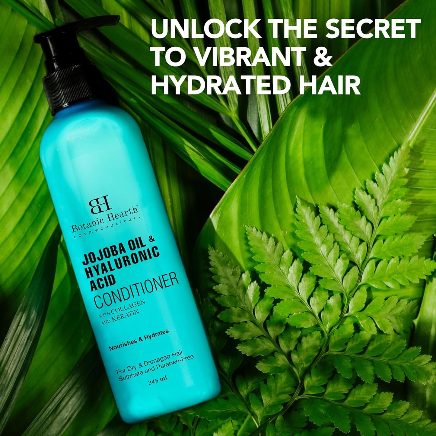 Botanic Hearth Jojoba & Hyaluronic Acid Conditioner With Keratin & Collagen|Hydrates Hair & Adds Shine For Dry & Dehydrated Hair Sulphate & Paraben Free 245Ml,1 Count