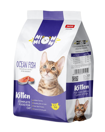 Taiyo Miow Miow Kitten Ocean Fish, Dry Cat Food, Complete and Balanced Diet, Formulated with The Finest Natural Ingredients, Vitamins and Minerals, 1 Kg