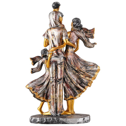 Family Showpiece for Home Decor, Golden (11 inch), Resin, Bird