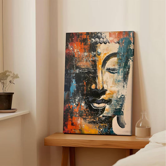Abstract Buddha Painting for Living Room, Buddha wall Art Painting for living room, Bedroom, office and Meditation Room, Stretched Canvas, 16x22 Inch