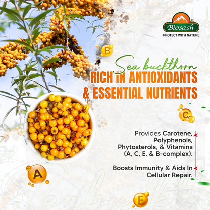 Biosash Sea Buckthorn Juice 250ml | Organic Cold-Pressed Pure Juice | Rich in Omega 3 6 7 9, Vitamins & Antioxidants | No Added Sugars, Sea Buckthorn Berries for Wellness Vitality &Immunity