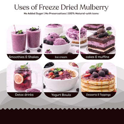 Nectar Superfoods Freeze Dried Mulberry Powder- 60 grams Jar-Pack of 1 Nos 100% Natural | No Added Sugar, Preservative-Free & Vegan | Processed in India