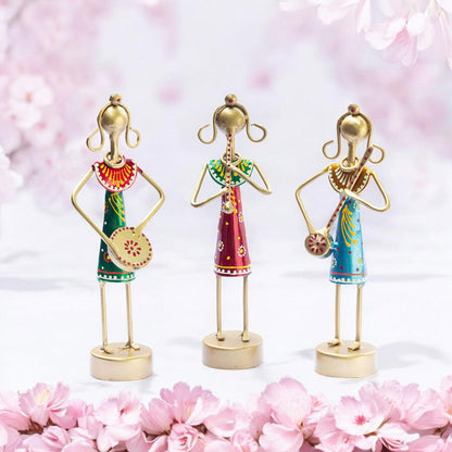 Small Cute 7.5 inch Metal Musician Dolls for Living Room Decor, Tabletop Home Decor Showpiece Item, Housewarming Gift (Lanky Dolls)