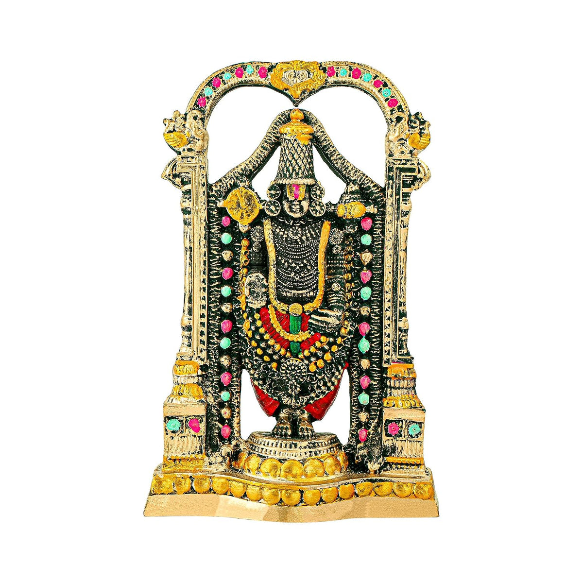 8 Inch Resin Tirupati Balaji Idol for Pooja Room | Lord Venkateshwara Swamy Idol for Office Desk | House Warming Gifts for Home Decor | Golden