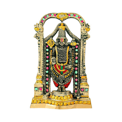 8 Inch Resin Tirupati Balaji Idol for Pooja Room | Lord Venkateshwara Swamy Idol for Office Desk | House Warming Gifts for Home Decor | Golden
