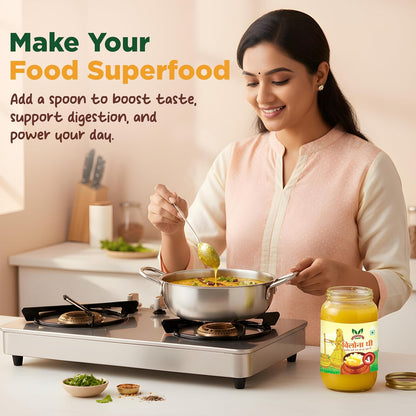 Gavyamart Ghee in Pantry, Bilona ghee 100% Fresh Pure Desi Kankrej Organic Non-GMO Cow Ghee-Made Using Traditional Bilona Method - Glass jar pack 500ml