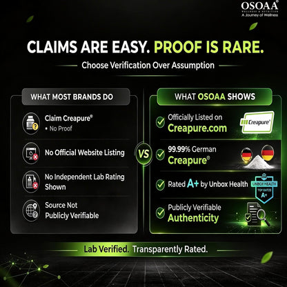 Comparison chart between what most brands do and what OSOAA shows, highlighting verified authenticity and transparency.