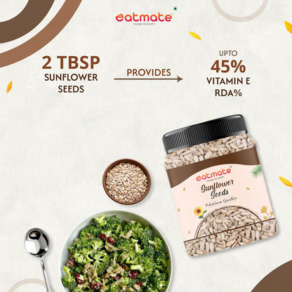Eatmate Premium Sunflower Seeds 250g | Raw Non-GMO Edible Seeds | High Protein, Fibre & Vitamin E | Healthy Diet Food for Snacking, Salads, Baking, Breakfast & Smoothies