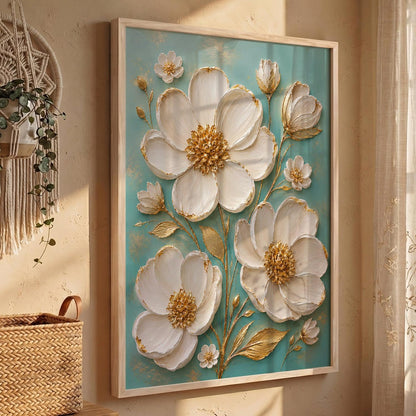 Floral Wall Art Home Decoration | Aesthetic Floral Paintings With Frame For Living Room Bed Room Hotel Wall Decor Digital Reprint Set of 1 (14X20)