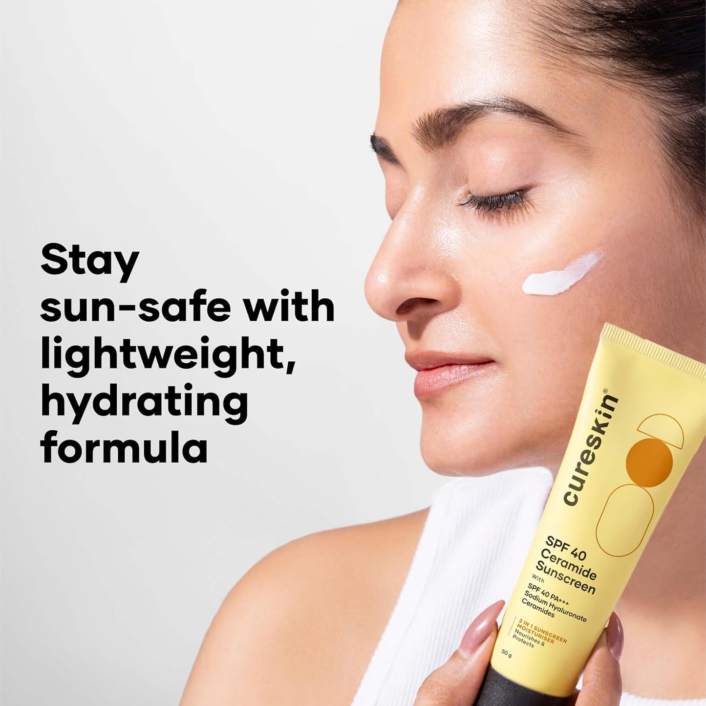Cureskin SPF 40 Ceramide Sunscreen with Hyaluronic Acid & Ceramides | 2-in-1 Sunscreen Moisturizer, Broad Spectrum, SPF 40 & PA+++, 50 g (Pack of 1)