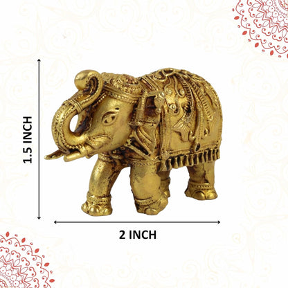1.5 Inch Pure Brass Elephant Statue | Vastu Showpiece for Home Temple, Mandir, Office Desk & Living Room | Good Luck Gift & Home Decor