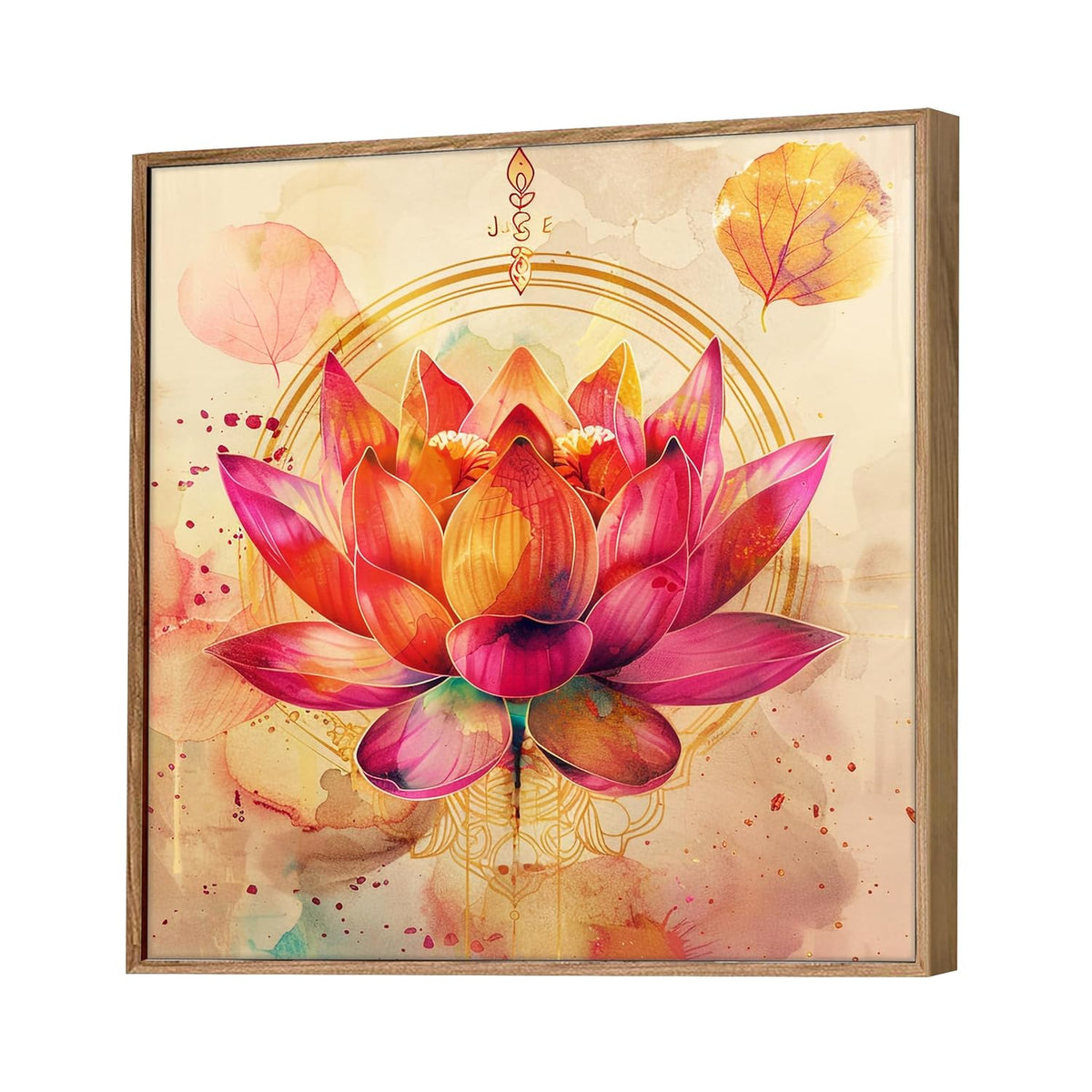Pink Vastu Lotus Framed Canvas Wall Art Painting for Living Room | Elegant Floral Artwork Painting with Frame | Modern Spiritual Wall Décor for Home, Bedroom & Office, 23x23 Inch
