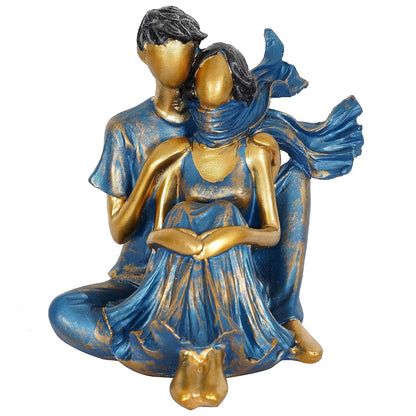 Presents New Romantic Couple Showpiece (Blue), Resin, 10 cm, 7 cm
