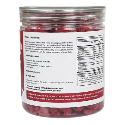 Nectar Superfoods Premium Freeze Dried Raspberry - 40 grams Jar-Pack of 1 Nos | No Oil, No Preservatives, No Sugar Added| Vegan | Baking, Cooking & Seasoning | Processed in India