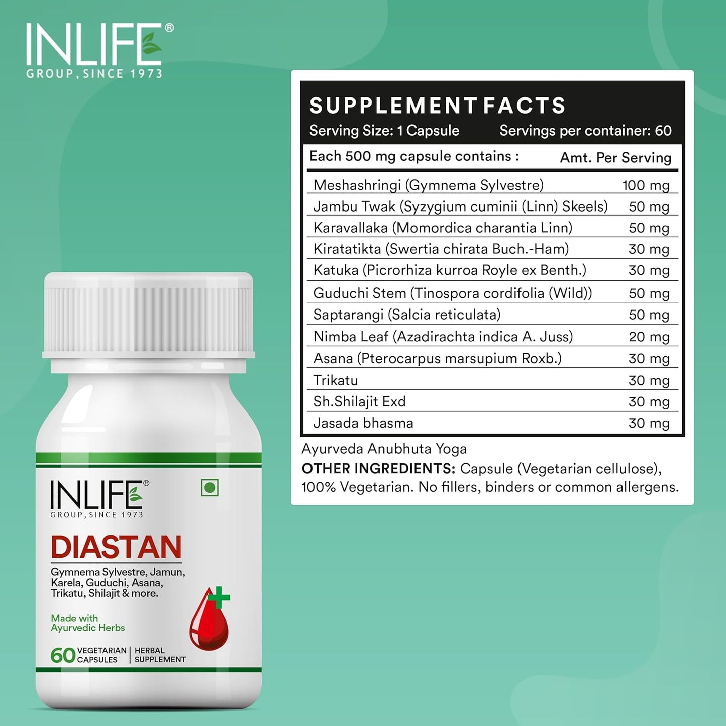 Inlife Diastan Diabetes Care Ayurvedic Supplements - 60 Vegetarian Capsules