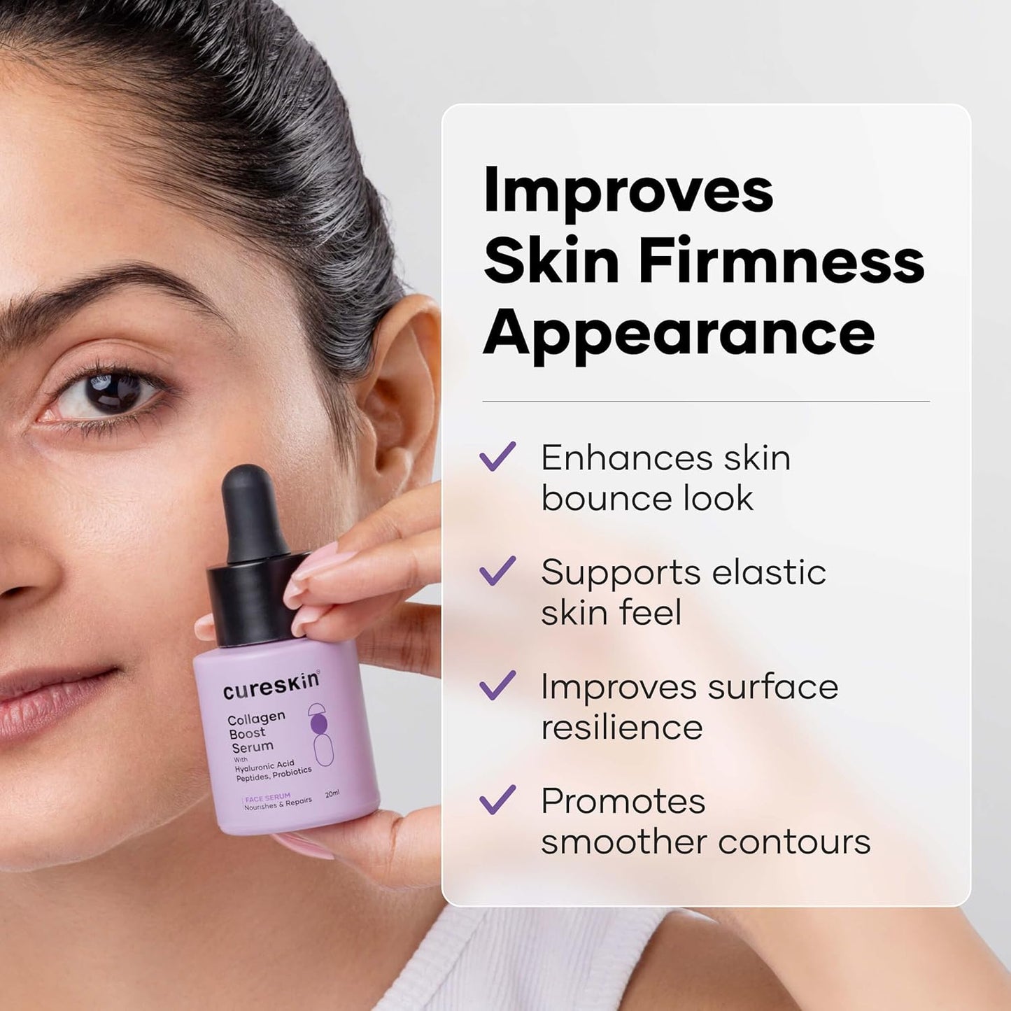 Cureskin Collagen Peptides for Women | Collagen Boost Hyaluronic Acid Serum | Plumps & Repairs with Hyaluronic Acid, Peptides and Probiotics