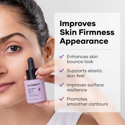 Cureskin Collagen Peptides for Women | Collagen Boost Hyaluronic Acid Serum | Plumps & Repairs with Hyaluronic Acid, Peptides and Probiotics