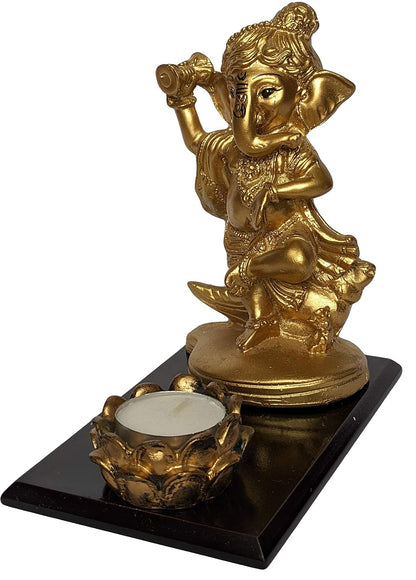 Resin Lord Ganesha Idol Ganesh Murti Statue Home Decor Ganeshji for Gift Showpiece (15 x 10 x 16) cm Golden,1 Piece