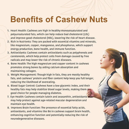 Nutty Organics Whole Cashew Nuts 250 Gm | Hand Selected Jumbo | Nutritious & Delicious Nuts | Natural & Crunchy | Healthy Dry Fruit Snack